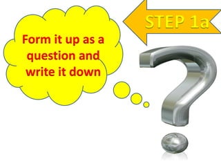 STEP 1a
Form it up as a
question and
write it down
 