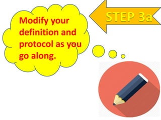 STEP 3aModify your
definition and
protocol as you
go along.
 