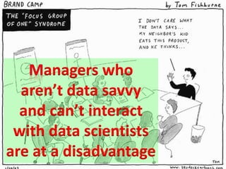 anagers who
aren’t data savvy
and can’t interact
with data scientists
are at a disadvantage
 