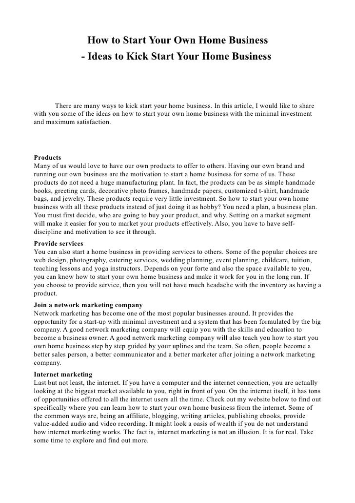 How to Start Your Own Home Business Ideas to Kick Start Your Home B…