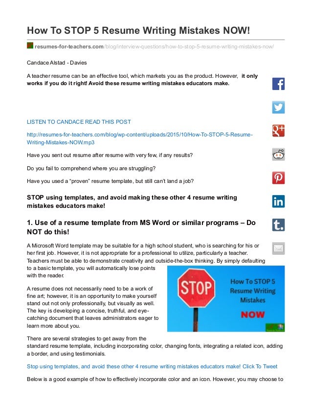 how to stop 5 resume writing mistakes now resume writing questions