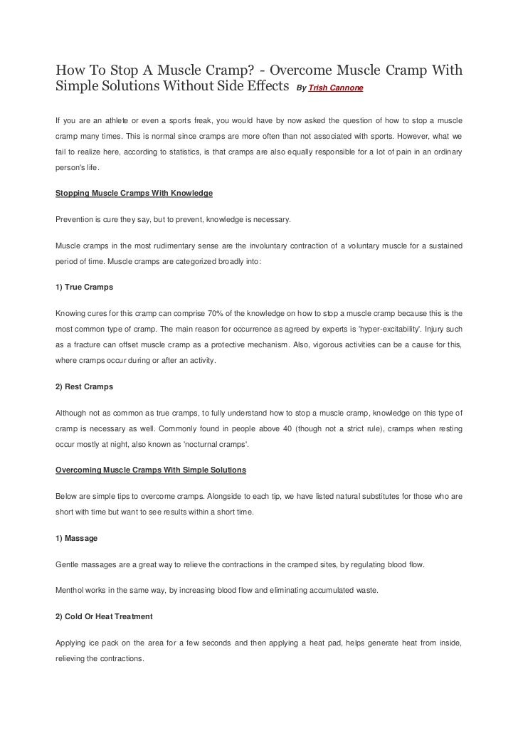 How To Stop A Muscle Cramp? Muscle Cramp With Simple Solutions Without Side Effects