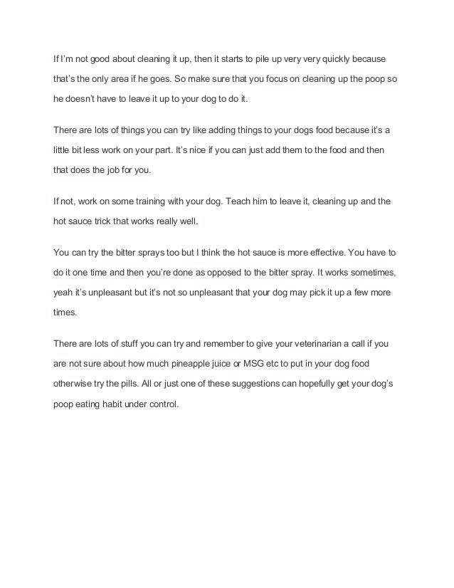 what can you put in dog food to stop them from eating poop