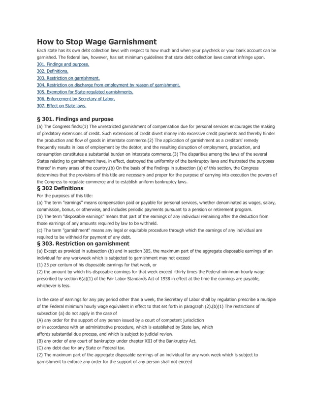 Wage Garnishment Laws PDF