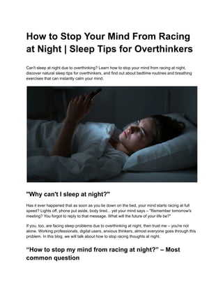 How to Stop Your Mind From Racing at Night | Sleep Tips for ...