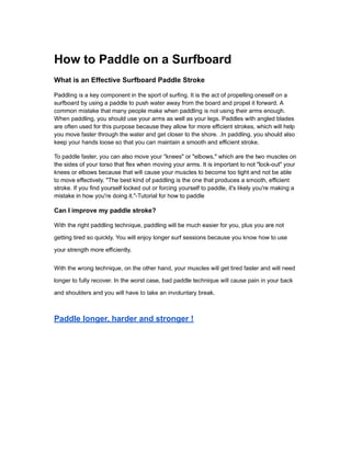 How to Strengthen your Surfboard Paddle