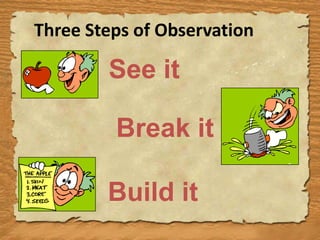 Three Steps of Observation See it Break it Build it 