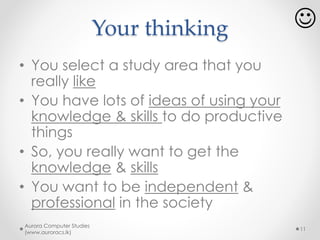 Seek knowledge…
Aurora Computer Studies
(www.auroracs.lk)
11
 