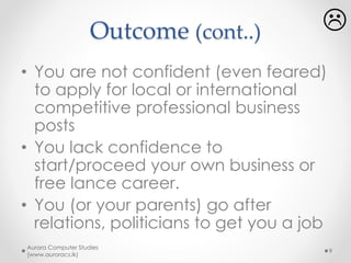 “The more you understand,
The less to remember
& happier you are…”
Aurora Computer Studies
(www.auroracs.lk)
9
 