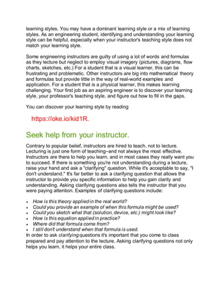 Learning Styles Engineering How to study engineering | DOCX