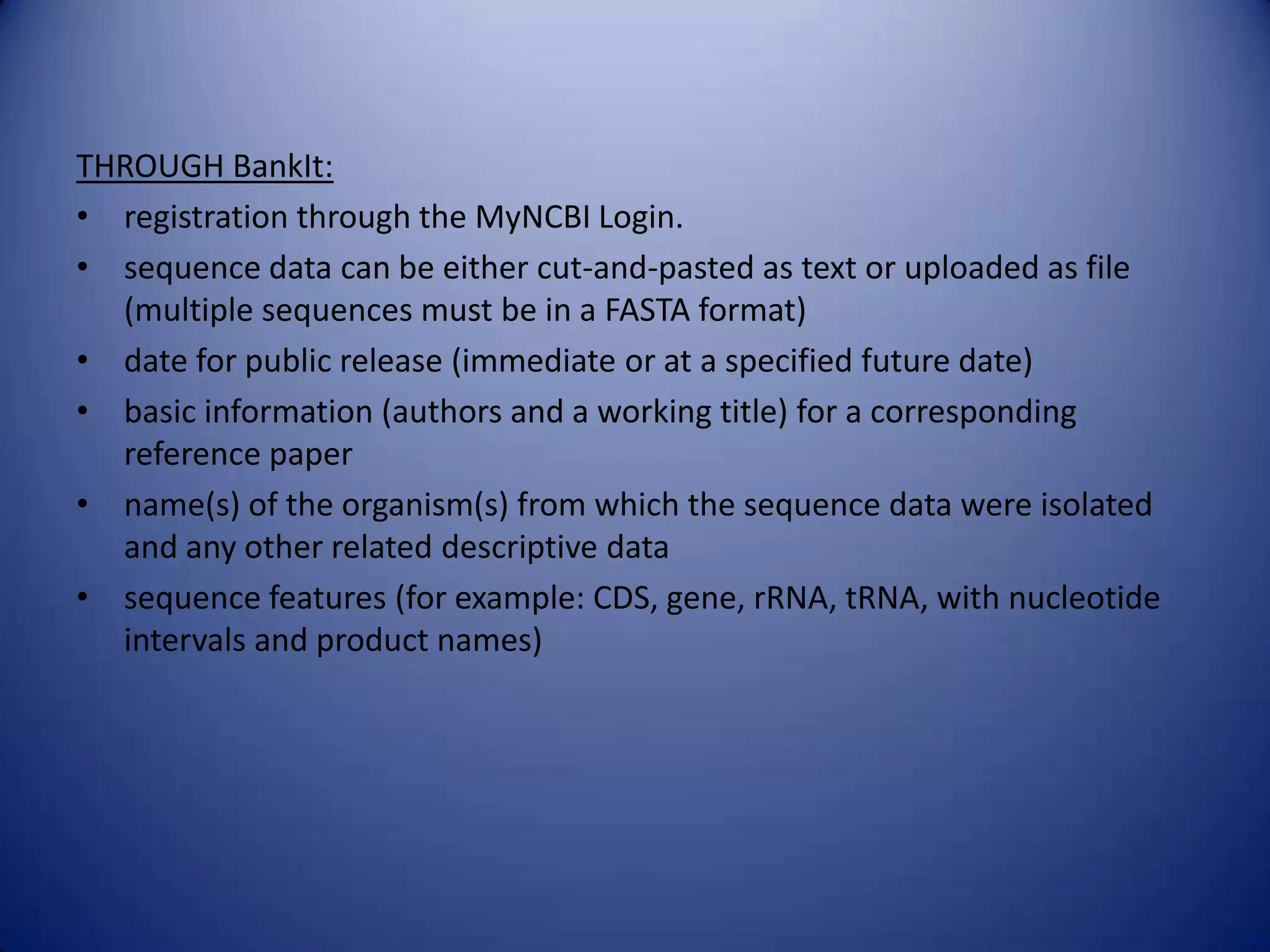 How to submit a sequence in NCBI | PPT