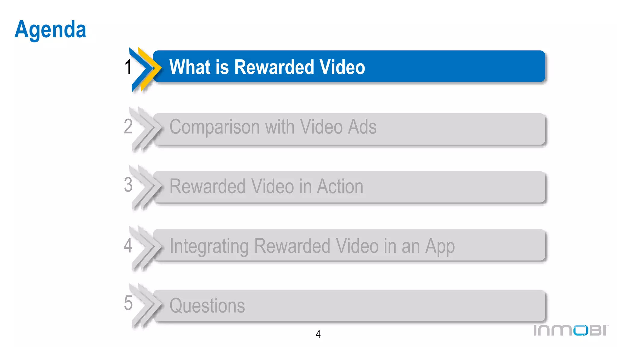4
Agenda
What is Rewarded Video
Comparison with Video Ads
Rewarded Video in Action
Integrating Rewarded Video in an App
Questions
1
2
3
4
5
 