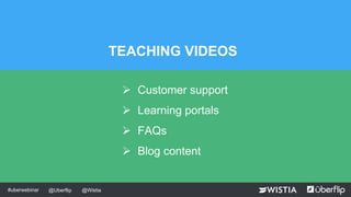 @wistia @uberflip@Wistia@Uberflip#uberwebinar
TEACHING VIDEOS
 Customer support
 Learning portals
 FAQs
 Blog content
 