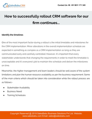 How to successfully rollout your new crm
