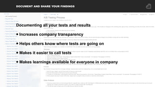DOCUMENT AND SHARE YOUR FINDINGS
Documenting all your tests and results
• Increases company transparency
• Helps others kn...