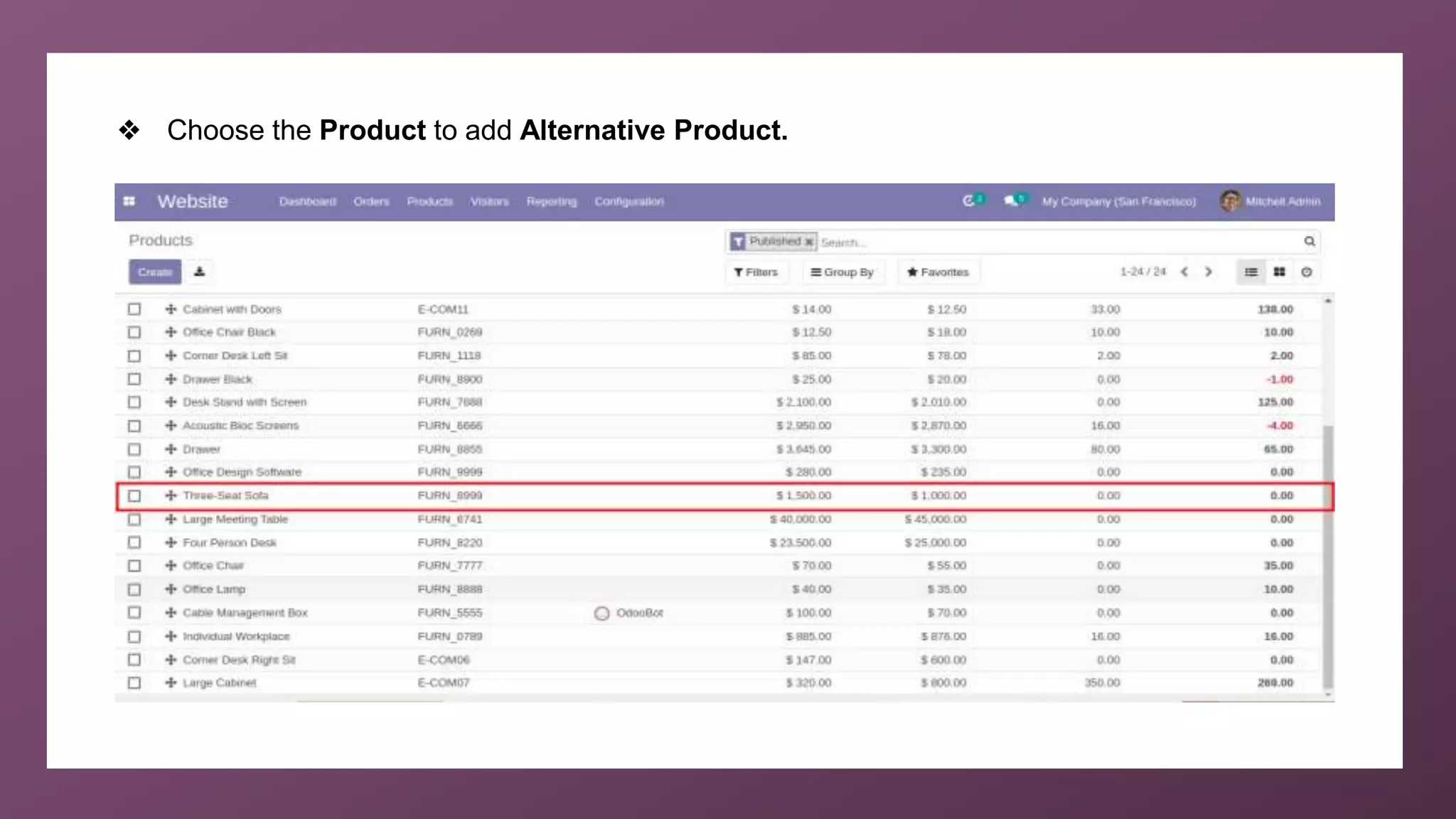 ❖ Choose the Product to add Alternative Product.