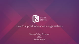 How to support innovation in organisations
Startup Safary Budapest
2017.
Bárdos Kristóf
 