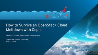 OpenStack Summit | Vancouver 2018
How to Survive an OpenStack Cloud
Meltdown with Ceph
Federico Lucifredi, Sean Cohen, Sébastien Han
OpenStack Summit Vancouver
May 22, 2018
 