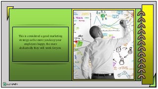 This is considered a good marketing
strategy as the more you keep your
employees happy, the more
dedicatedly they will work for you.
 