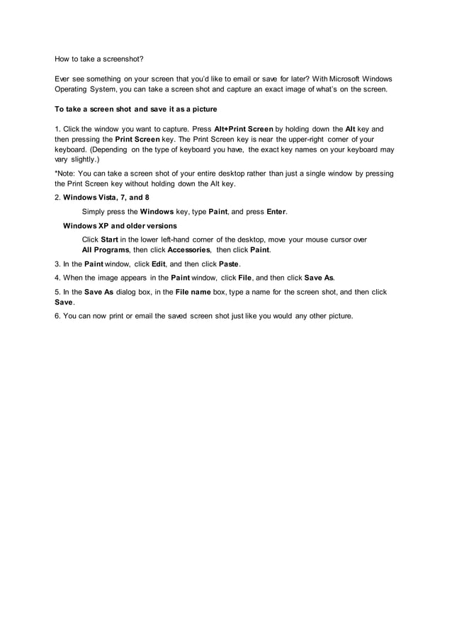 How to take a screenshot PDF