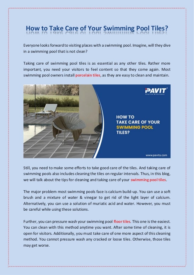 3 Steps To Take Care of Your Swimming Pool Tiles