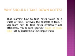7 EASY STEPS TO TAKING DOWN NOTES | PPT