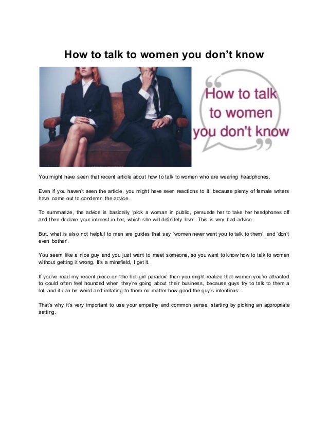 How to talk to women you don’t know