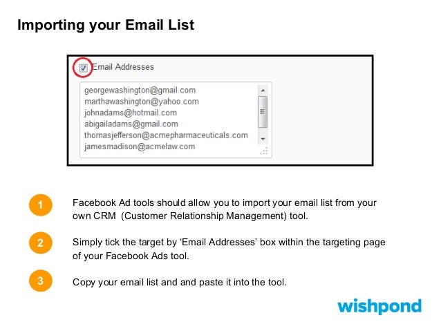 how to target facebook ads based on email address and phone number c addresses from phone number