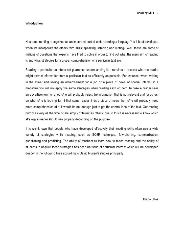 example of essay writing about reading