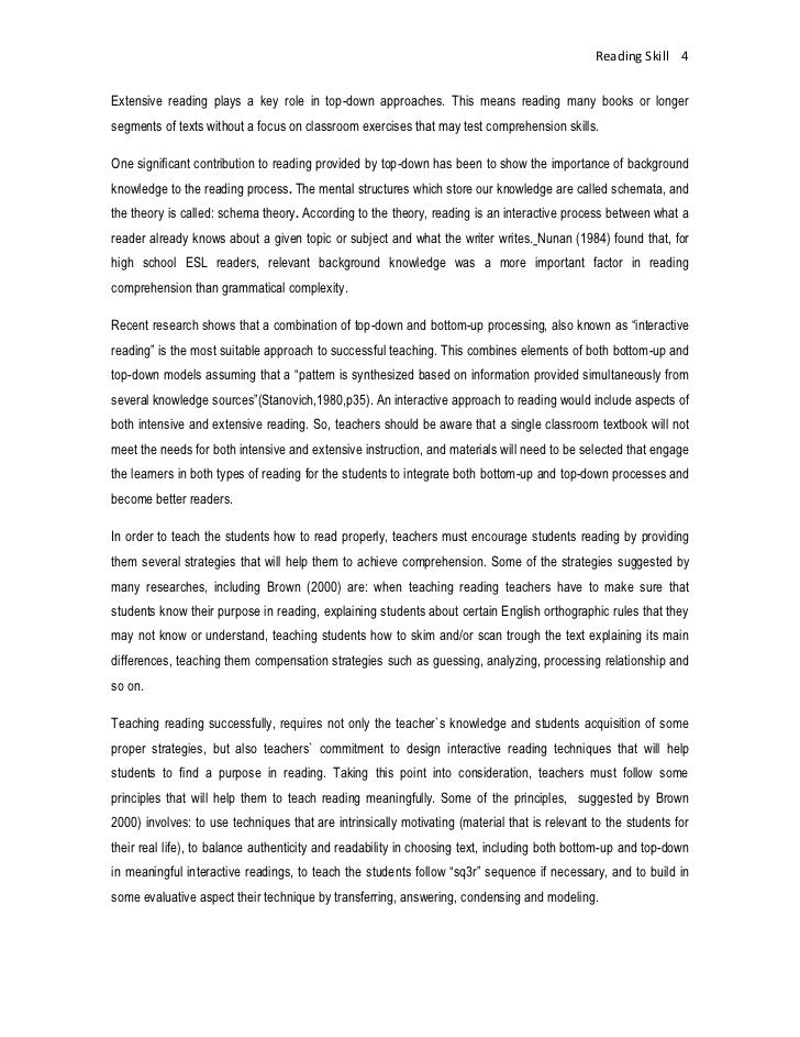 example of essay writing about reading