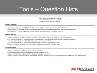 Tools – Question Lists
 