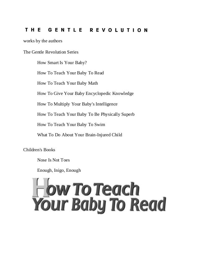 How To Teach Your Baby to Read (Glenn Doman, Janet Doman) | PDF