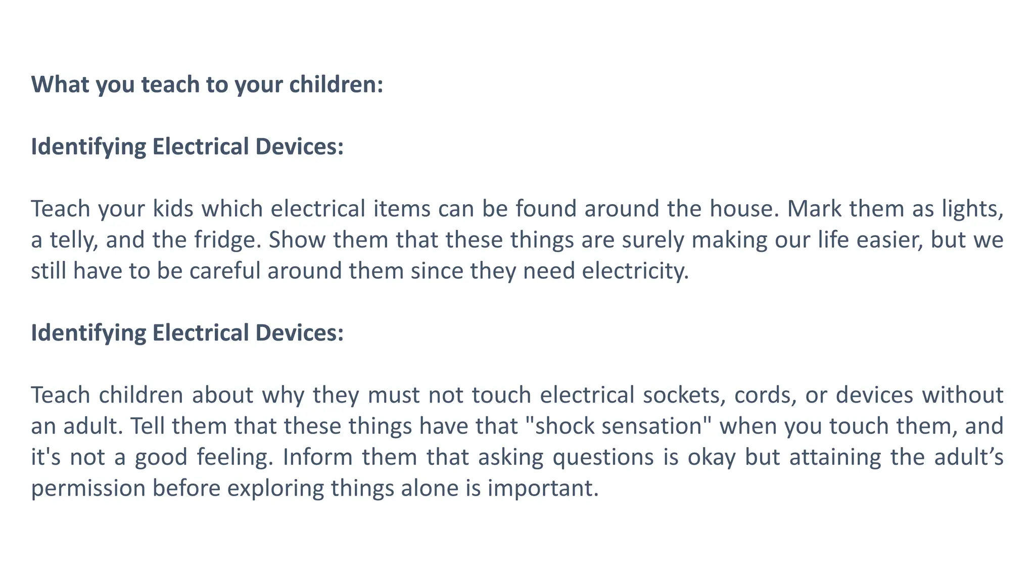 How To Teach Your Children About Electrical Safety | PPTX | Daycare and ...