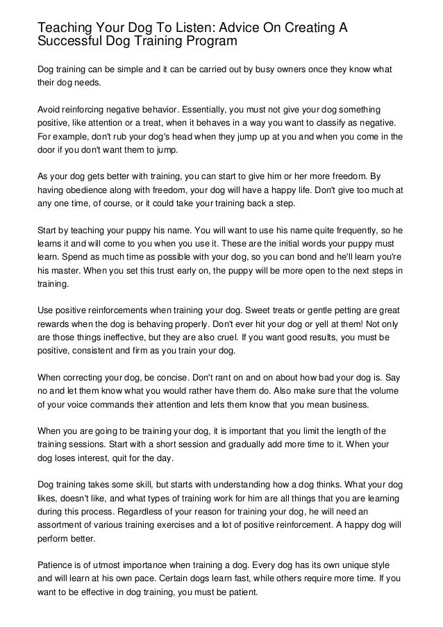 Teaching Your Dog To Listen Advice On Creating A Successful Dog