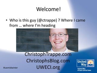 Welcome!
  • Who is this guy (@ctrappe) ? Where I came
    from … where I’m heading




               ChristophTrappe.com...