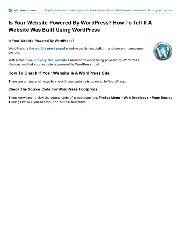 How To Tell If A Website Was Built Using WordPress
