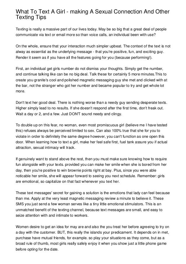 What To Text A Girl Making A Sexual Connection And Other Texting Ti