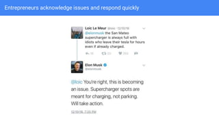 Entrepreneurs acknowledge issues and respond quickly
 