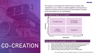 CO-CREATION
Source: book Collaborate or Die the changemakers handbook for Co-Creation James Veenhoff & Martijn Pater
The e...
