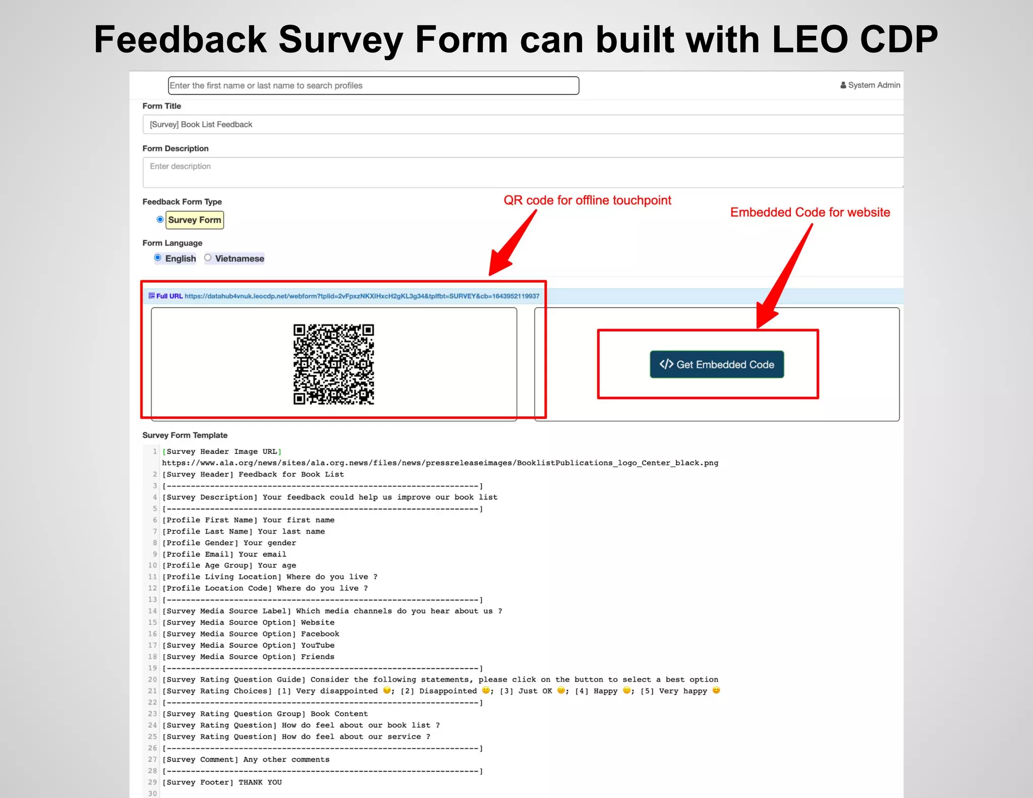 Feedback Survey Form can built with LEO CDP
 