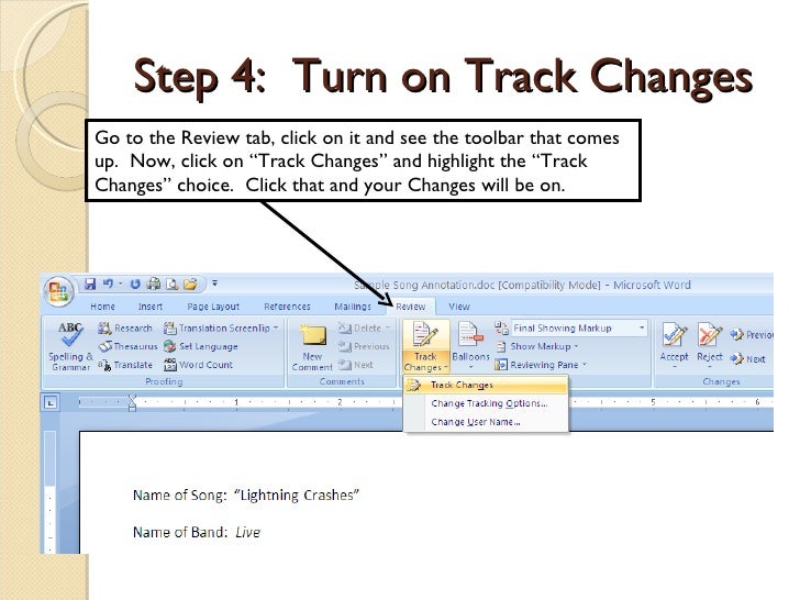 track changes