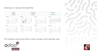 Enterprise
Clicking on it, we get the detail like
This request can be seen with a color change in the calendar view.
 