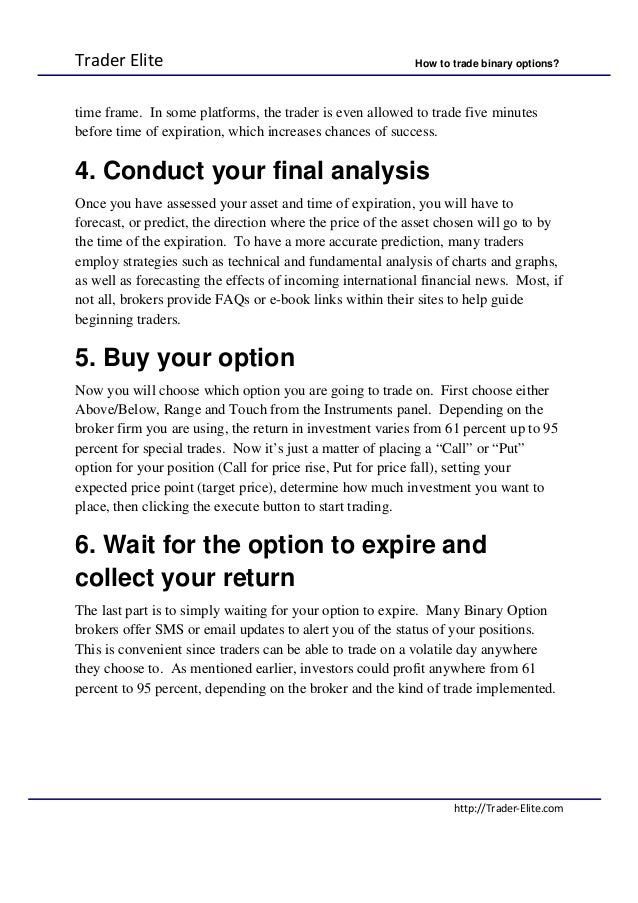 Trade binary options online