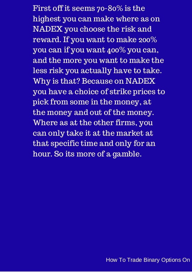 How to trade binary options with nadex