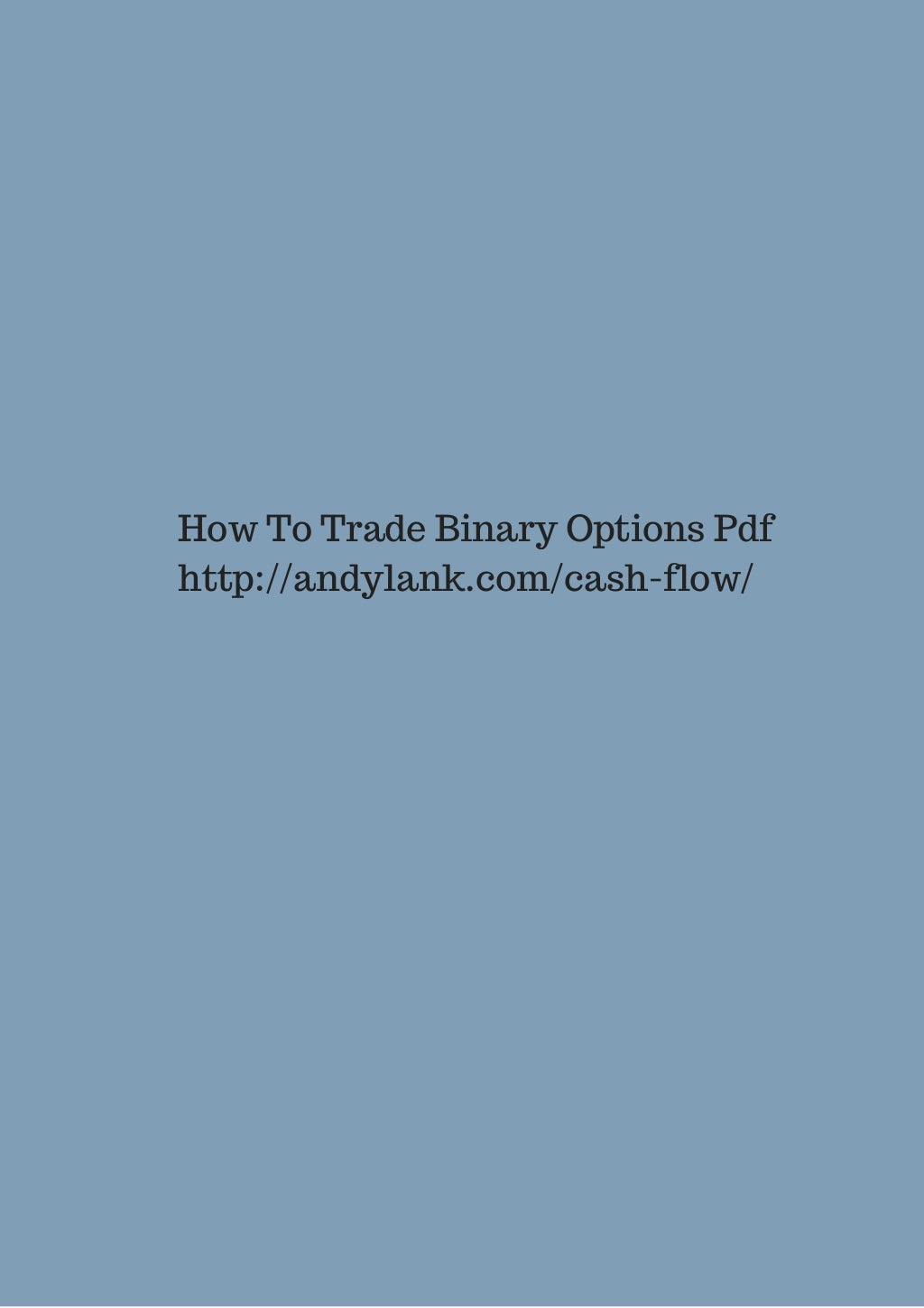 How to trade binary options successfully pdf
