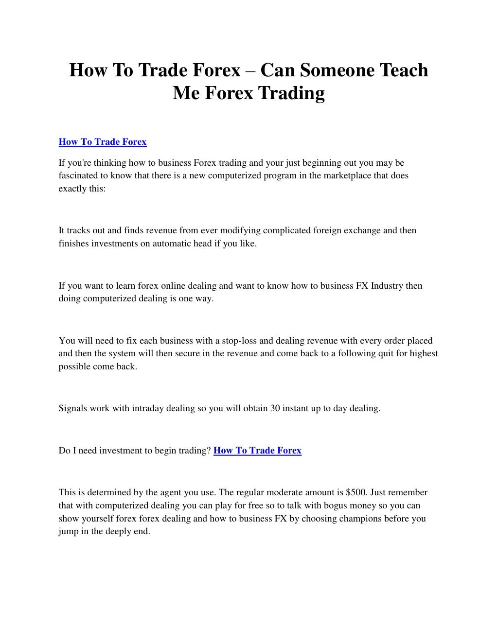 how to teach forex trading