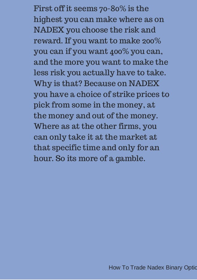 How to trade nadex binary options