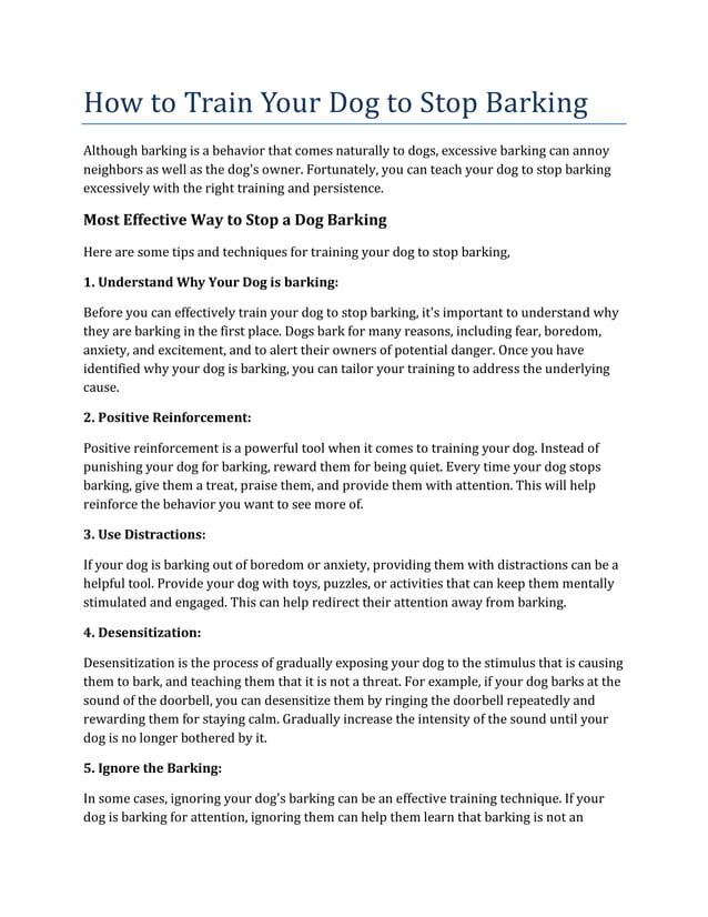 How To Train Your Dog To Stop Barking Pdf