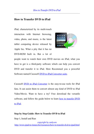 How to transfer dvd to i pad