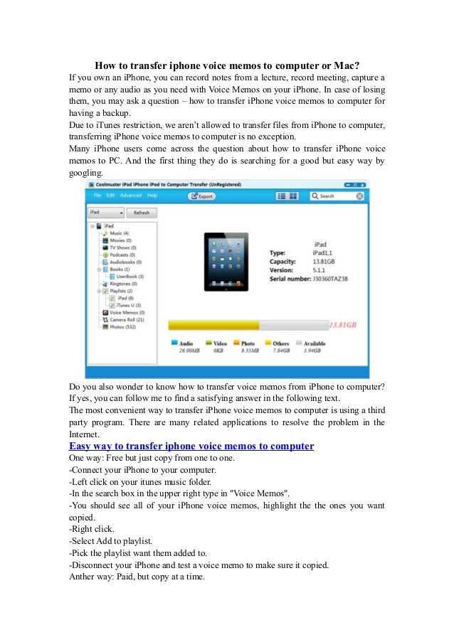 How To Transfer Iphone Voice Memos To Computer Or Mac